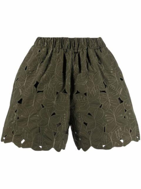 high-waisted embroidered shorts by REDVALENTINO