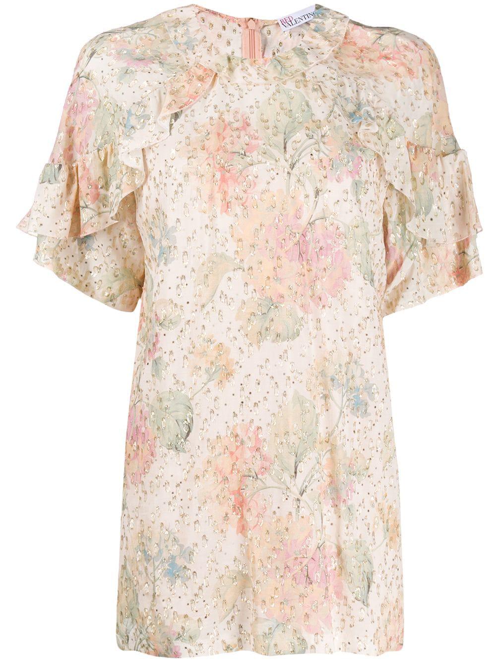 metallic embroidered floral blouse by REDVALENTINO