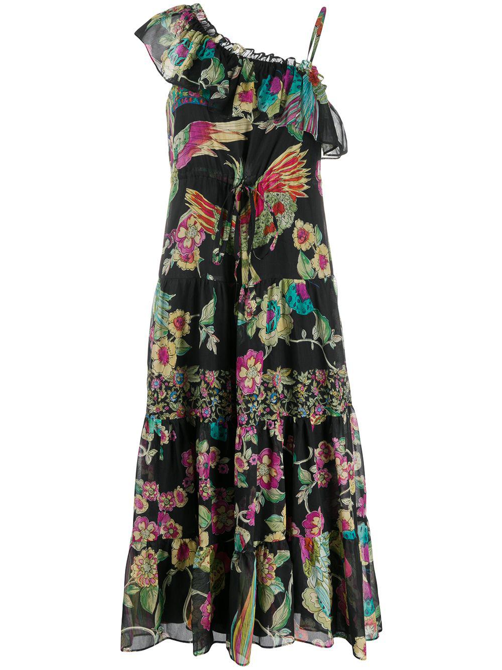 one shoulder bird print dress by REDVALENTINO
