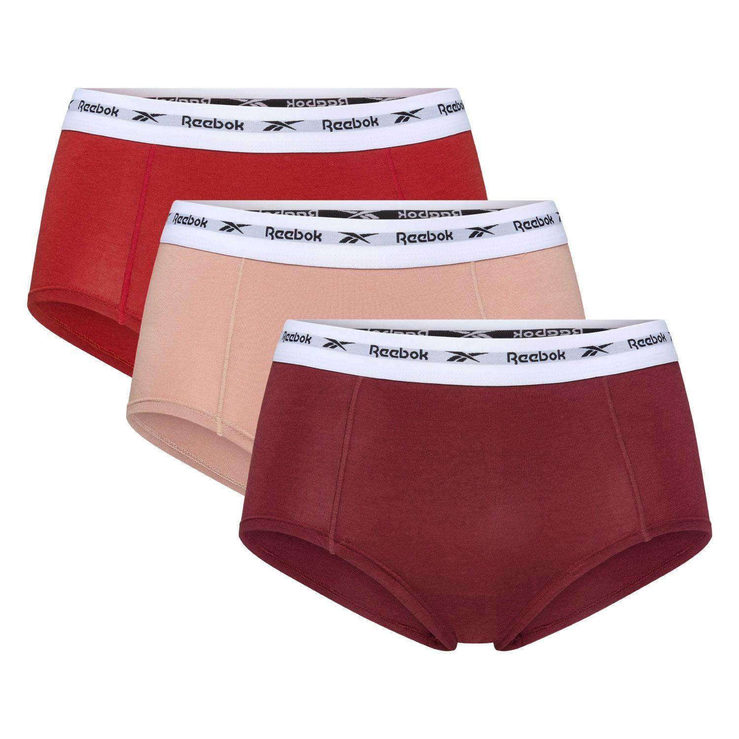 Womens 3 Pack Boyshorts Carla Red Beige by REEBOK