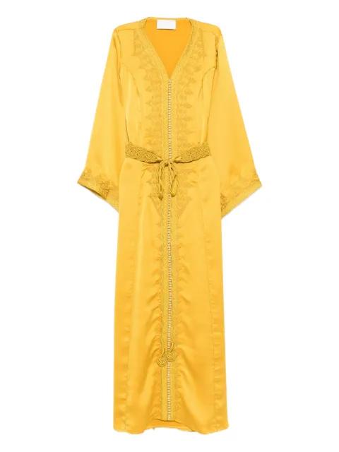 embroidered V-neck midi kaftan by REEM AL DHAHERI