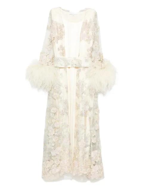 floral-lace kaftan set by REEM AL DHAHERI