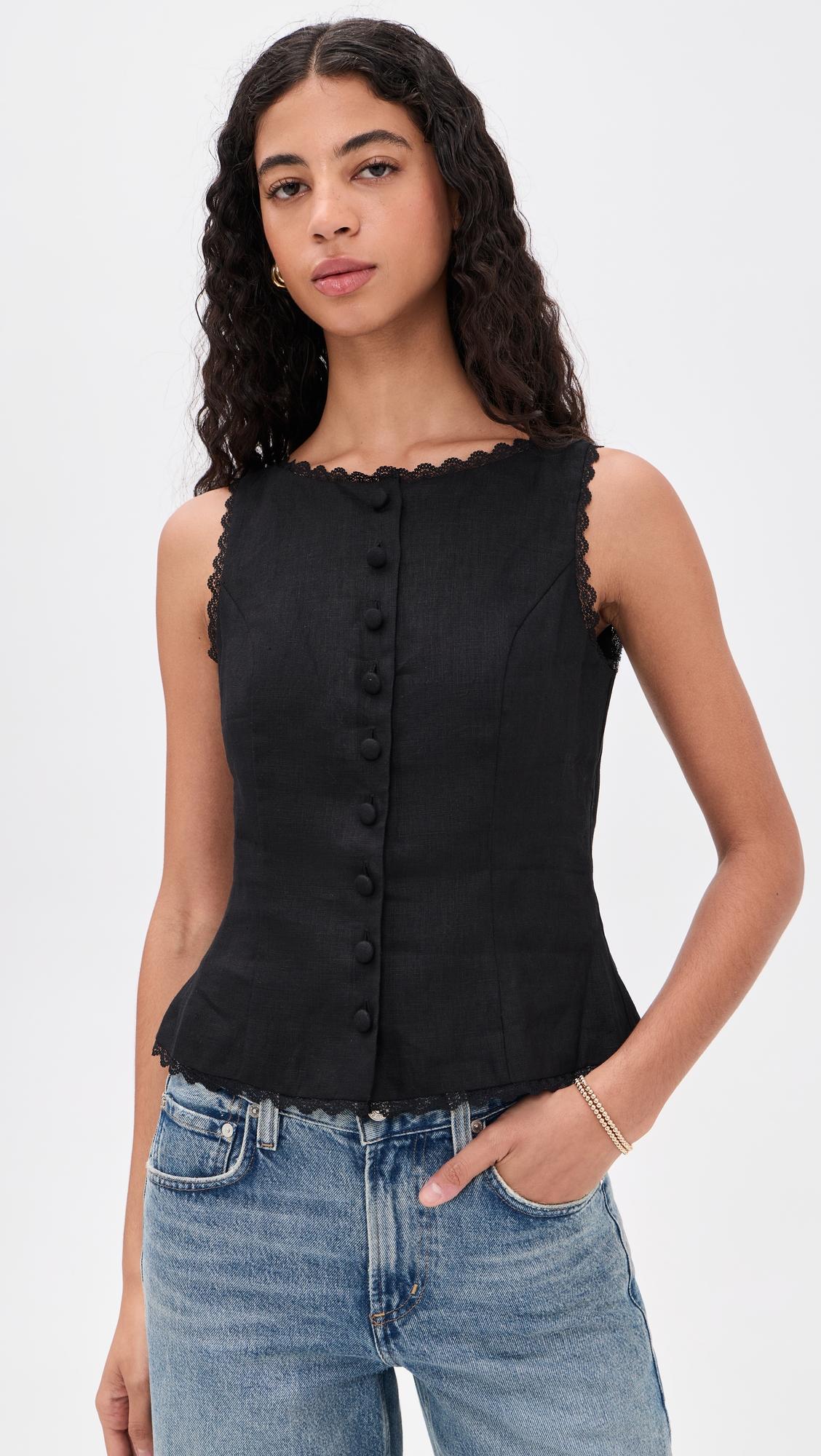 Amela Linen Top by REFORMATION