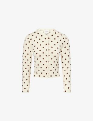 Bernadette Polka Dot-Print Merino-Wool Cardigan by REFORMATION