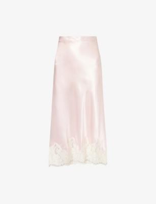 Carolina Lace-Trim Silk Midi Skirt by REFORMATION