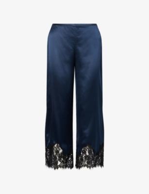 Carolina Lace-Trim Silk Trousers by REFORMATION