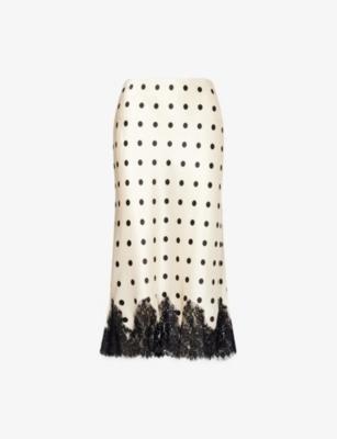 Carolina Polka-Dot Silk Midi Skirt by REFORMATION