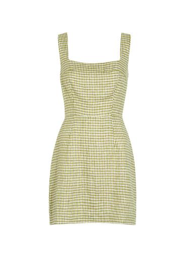 Celosia gingham-jacquard linen mini dress by REFORMATION