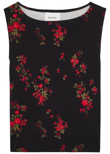 Dusk floral-print stretch-jersey top by REFORMATION