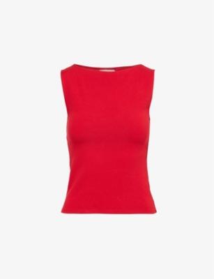 Dusk sleeveless boat-neck stretch-cotton top by REFORMATION