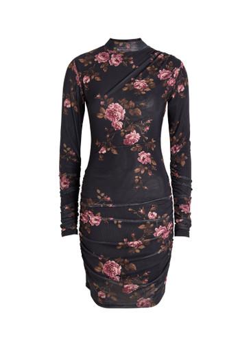 Emerson floral-print ruched mesh mini dress by REFORMATION