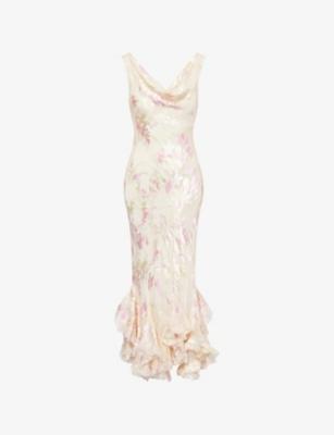 Evanthe Floral-Jacquard Woven Midi Dress by REFORMATION