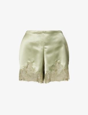 Fern Floral-Lace Satin Shorts by REFORMATION