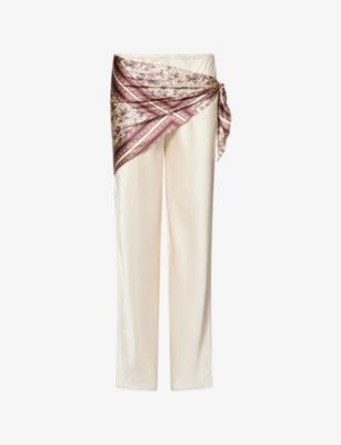 Gale Detachable-Scarf Satin Trousers by REFORMATION