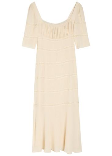 Laverna lace-trim chiffon midi dress by REFORMATION