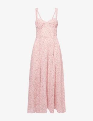 Lela Floral-Print Georgette Midi Dress by REFORMATION Lela Floral-Print Georgette Midi Dress by REFORMATION