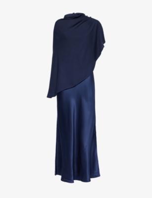 Lilibeth Sheer-Cape Silk Midi Dress by REFORMATION