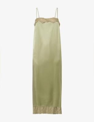 Mackenzie Lace-Trim Silk Midi Dress by REFORMATION