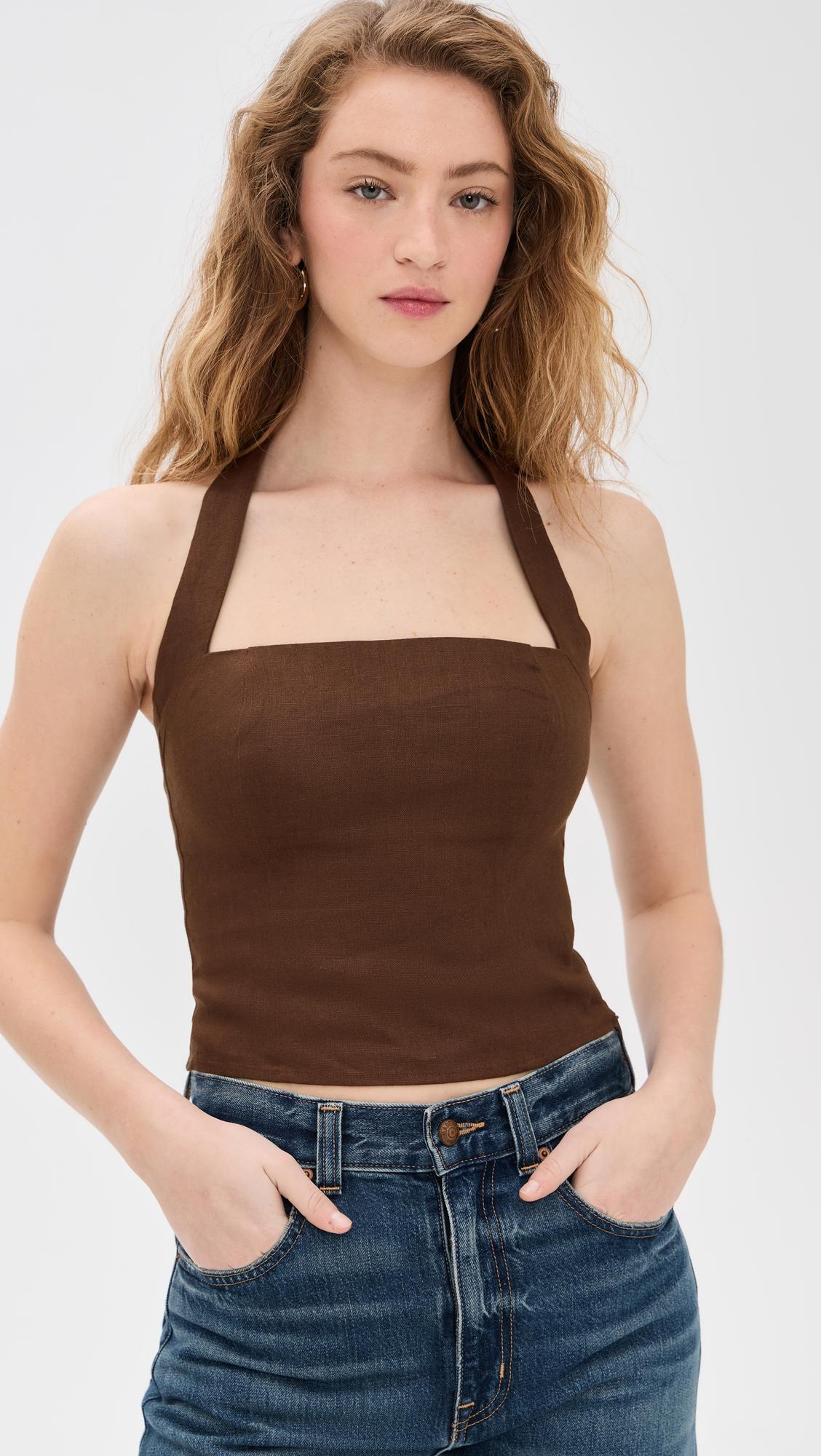 Malika Linen Top by REFORMATION