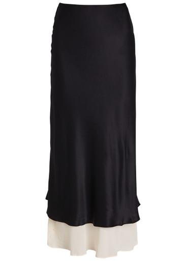 Marcia colour-blocked silk midi skirt by REFORMATION