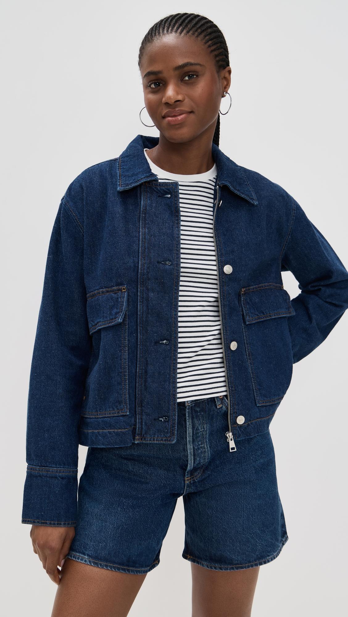 Oakley Cropped Denim Jacket by REFORMATION Oakley Cropped Denim Jacket by REFORMATION