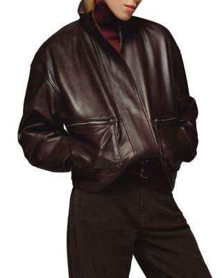 Veda Harrison Leather Oversized Bomber Jacket by REFORMATION