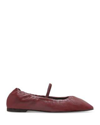 Women's Buffy Ruched Leather Ballet Flats by REFORMATION