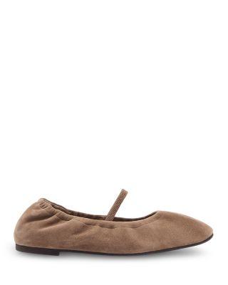 Women's Buffy Ruched Suede Ballet Flats by REFORMATION