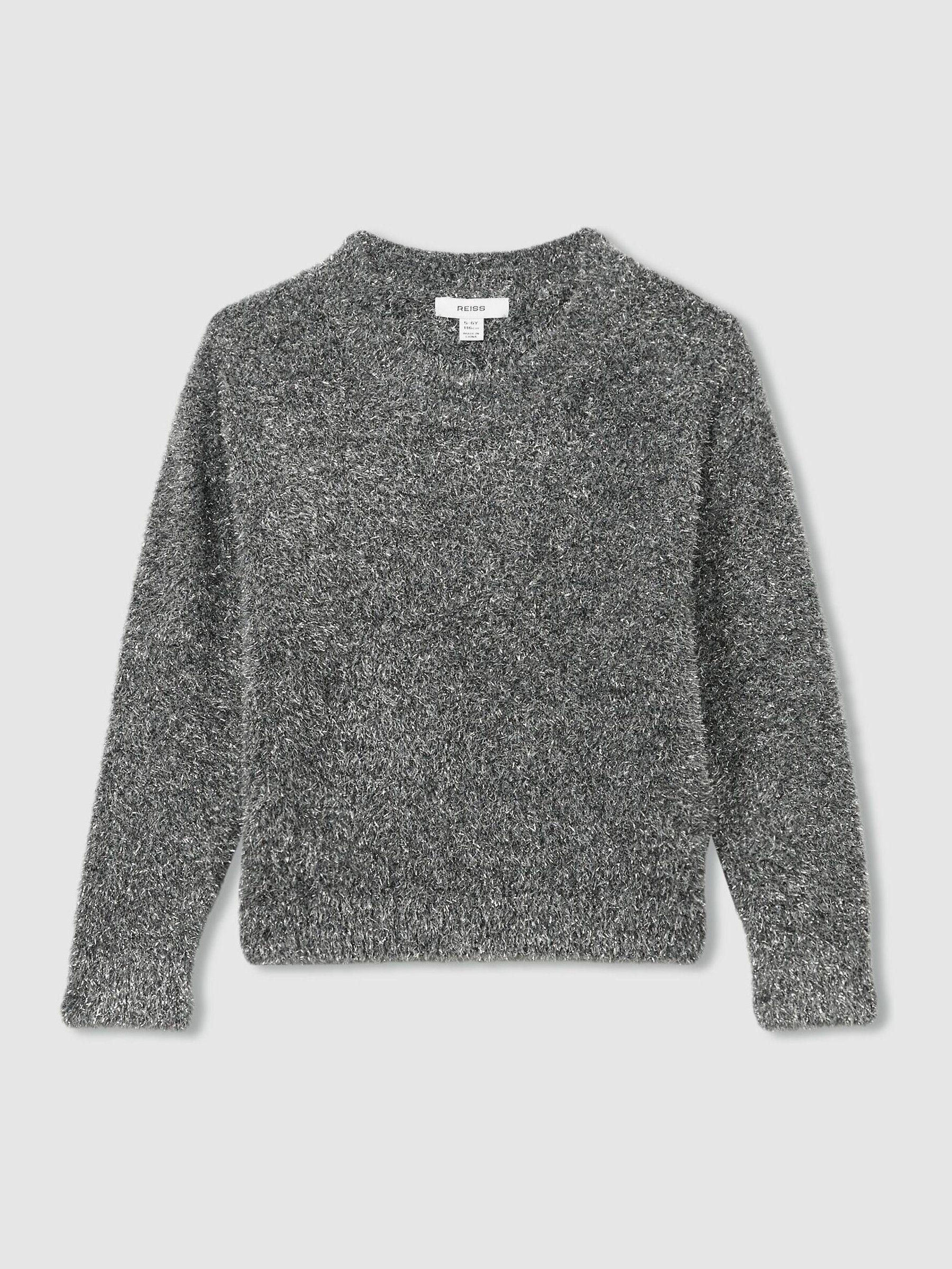 9-13 yrs Tinsel-Yarn Jumper in Silver by REISS