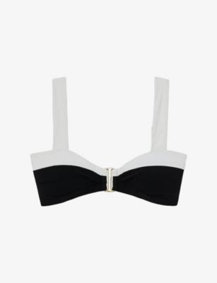 Abby Colour-Block Stretch-Woven Bikini Top by REISS