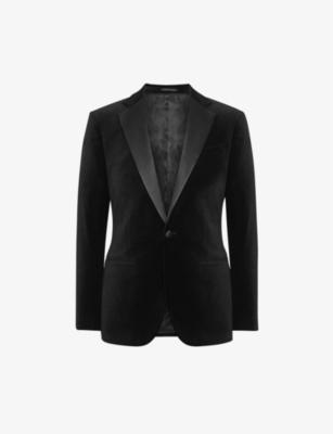 Ace single-breasted stretch-velvet blazer by REISS