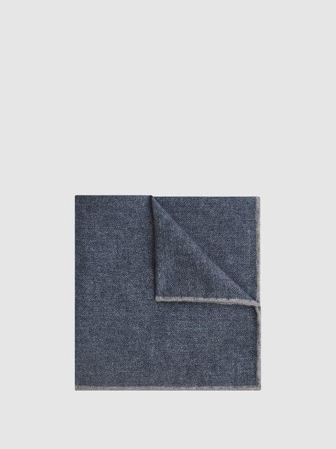 Airforce Blue Halley Wool-Silk Blend Pocket Square by REISS