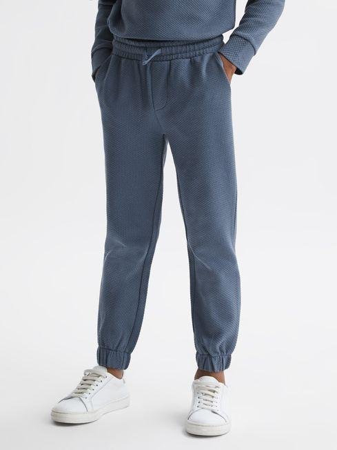 Airforce Blue Hector Senior Textured Drawstring Joggers by REISS