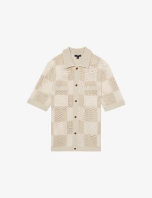 Alfred Checkerboard-Pattern Cotton-Knit Shirt by REISS