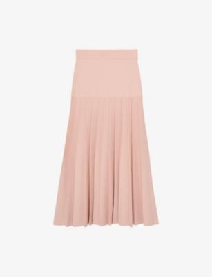 Alice Pleated Stretch-Knit Midi Skirt by REISS