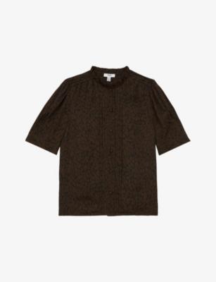 Alina Animal-Print Stretch-Woven Blouse by REISS
