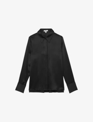Ameira Concealed-Placket Long-Sleeve Silk Shirt by REISS