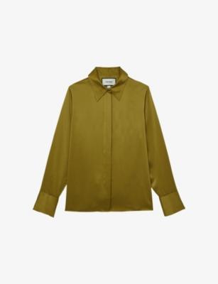 Ameira Concealed-Placket Long-Sleeve Silk Shirt by REISS