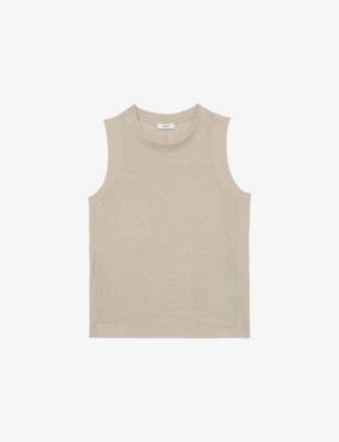 Amy Sleeveless Linen-Jersey Tank Top by REISS