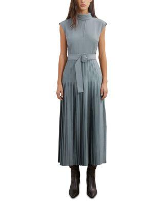 Ania Pleated Skirt Midi Dress by REISS