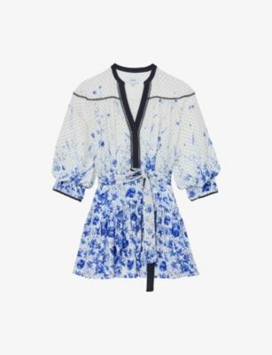 Anisa Floral-Print Woven Mini Dress by REISS