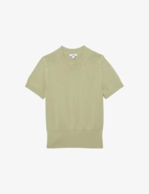 Anita Short-Sleeve Cotton and Wool-Blend Top by REISS
