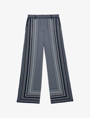 Anna Scarf-Print Woven Trousers by REISS