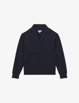 Annabel Shawl-Neck Long-Sleeve Jersey Top by REISS