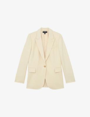Anya Peak-Lapel Silk and Wool Blazer by REISS