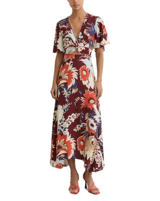 Asha Printed Midi Dress by REISS