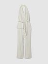 Atelier Drape Front Bridal Jumpsuit in Ivory by REISS