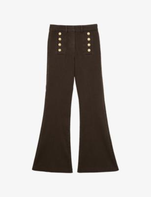 Athena Button-Detail Flared Stretch-Denim Jeans by REISS