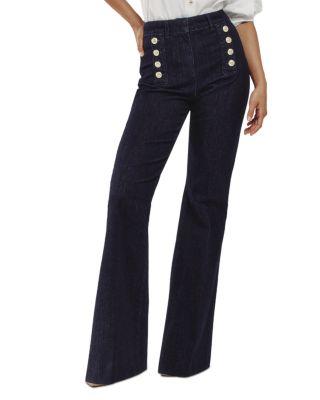 Athena High Rise Flare Leg Jeans In Dark Blue by REISS