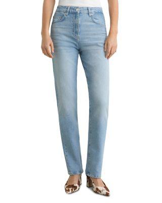 Aubrey High Rise Straight Leg Jeans in Light Blue by REISS